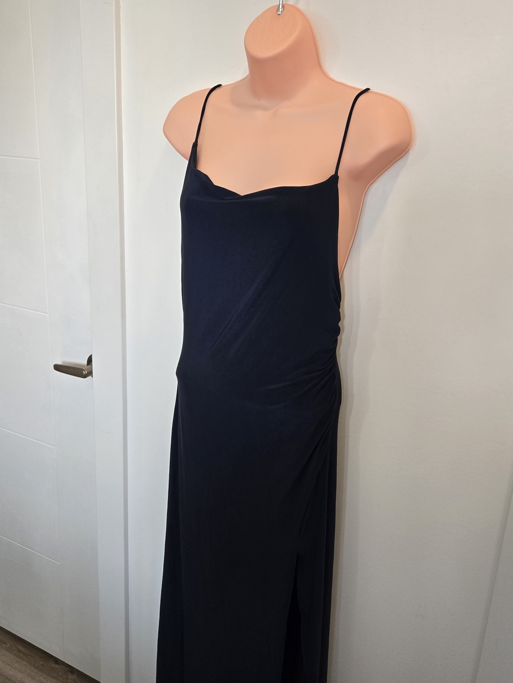 Pull&Bear Navy Cowl Neck Ruched Maxi Dress Size M - Picture 2 of 8